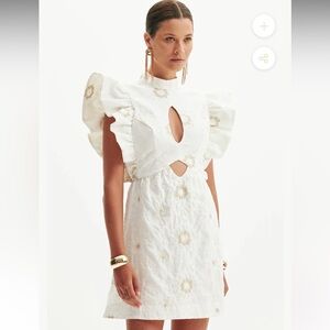 Elegant White and Gold Women's Dress